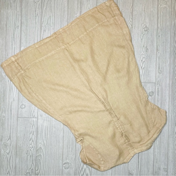 Free people CP Shades Yoko Tunic tan linen pleated tunic shirt dress size large - Picture 5 of 7